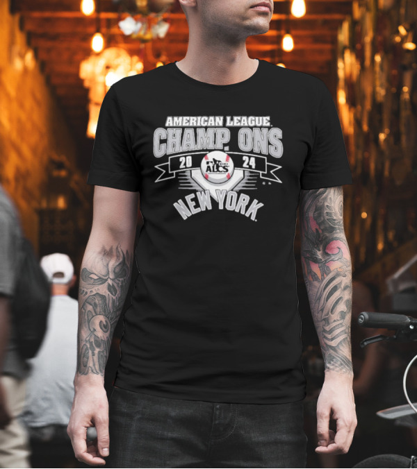 New York Yankees 2024 MLB ALCS American League Champions Vintage Franklin T-Shirt