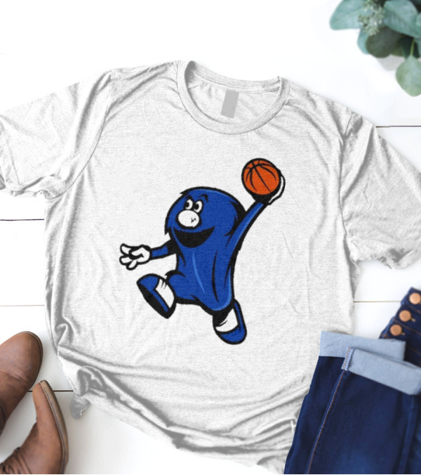 Brian Hicks Xavier Musketeers Basketball Blue Blob NCAA Mascot Dunking T-Shirt