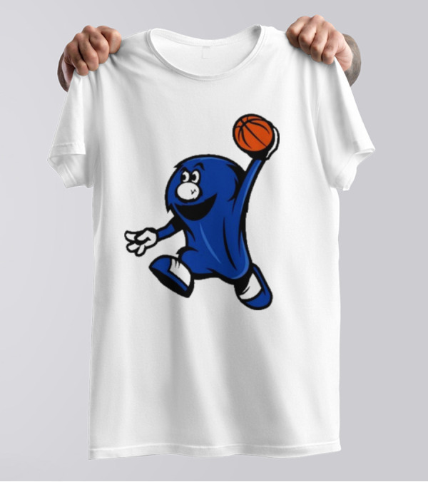 Brian Hicks Xavier Musketeers Basketball Blue Blob NCAA Mascot Dunking T-Shirt
