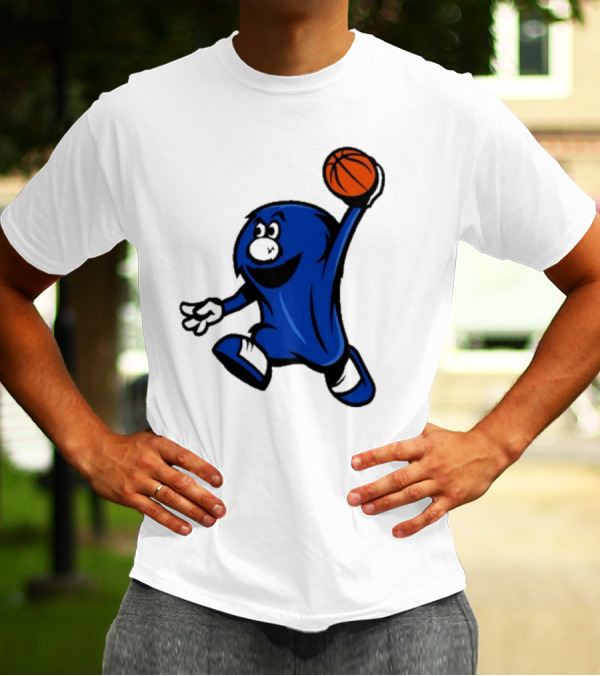 Brian Hicks Xavier Musketeers Basketball Blue Blob NCAA Mascot Dunking T-Shirt