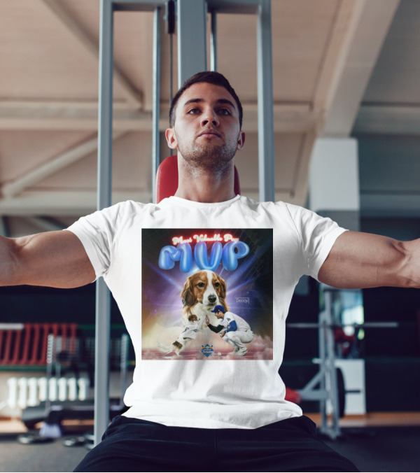 Decoy Most Valuable Pup MVP With Baseball Player And Dog - World Champions T-Shirt