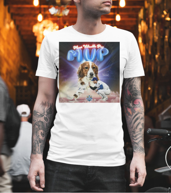 Decoy Most Valuable Pup MVP With Baseball Player And Dog - World Champions T-Shirt