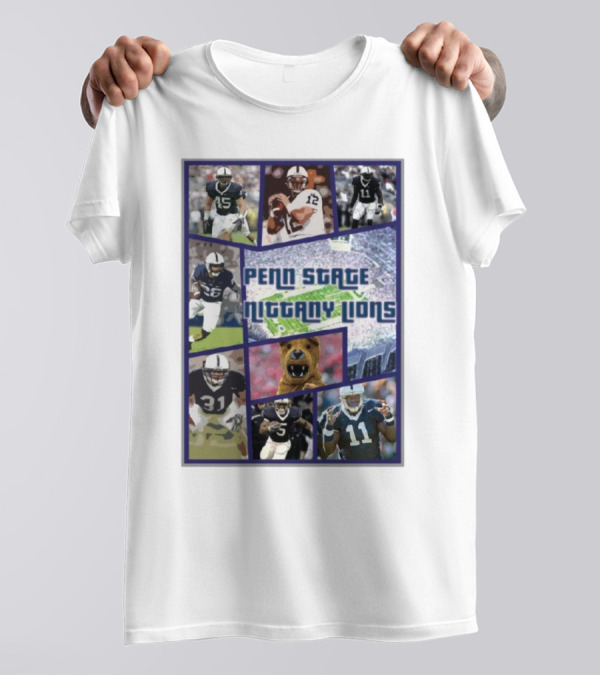 Penn State Nittany Lions Football Grand Theft Auto Themed Collage With Players And Mascot T-Shirt