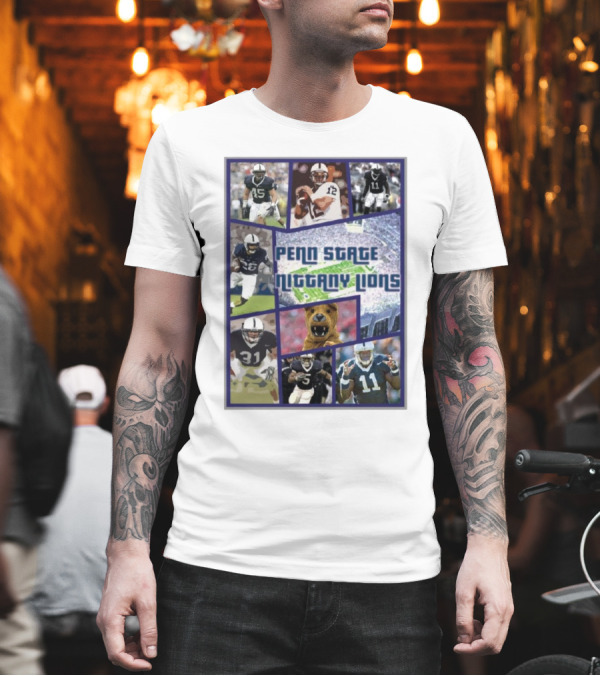 Penn State Nittany Lions Football Grand Theft Auto Themed Collage With Players And Mascot T-Shirt