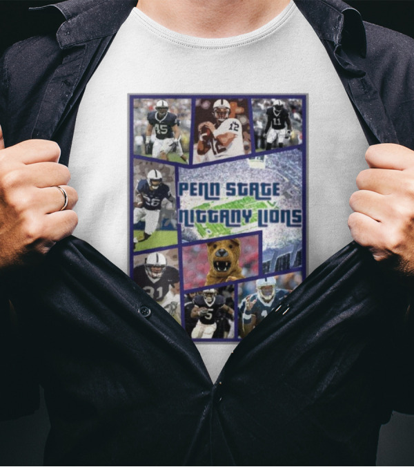Penn State Nittany Lions Football Grand Theft Auto Themed Collage With Players And Mascot T-Shirt