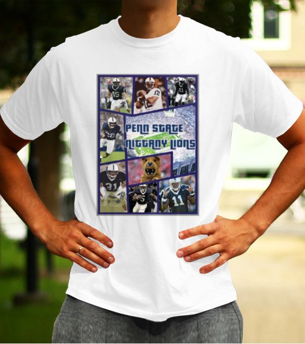 Penn State Nittany Lions Football Grand Theft Auto Themed Collage With Players And Mascot T-Shirt