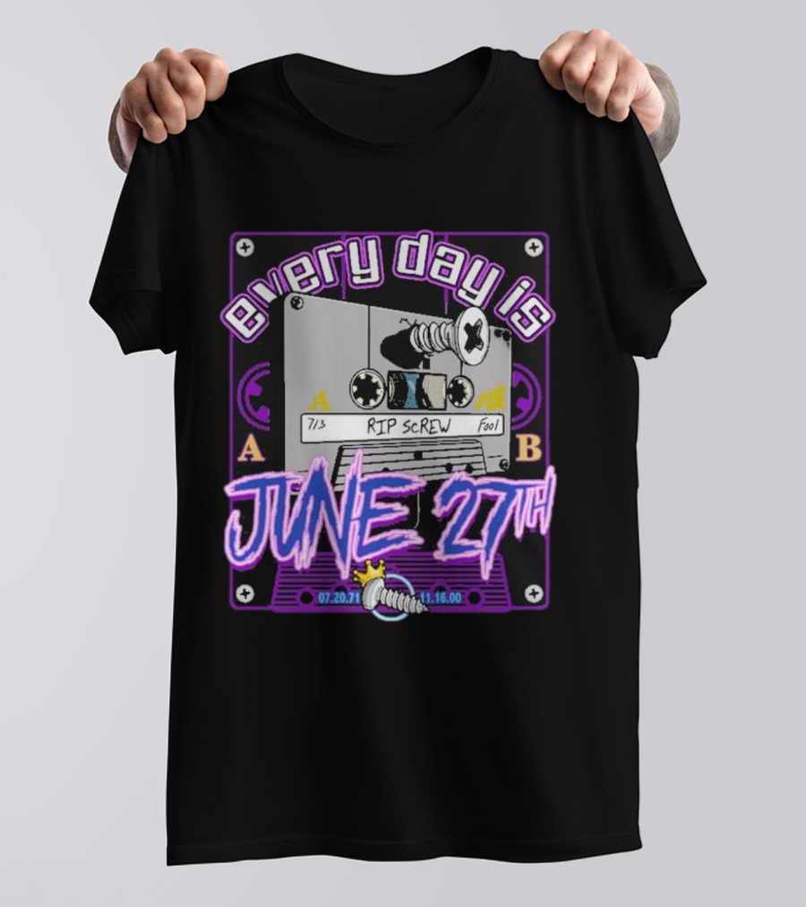 Every Day Is June 27th RIP Screw 07.20.71 11.16.00 Cassette Tape T-Shirt