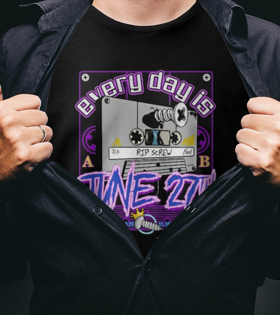 Every Day Is June 27th RIP Screw 07.20.71 11.16.00 Cassette Tape T-Shirt