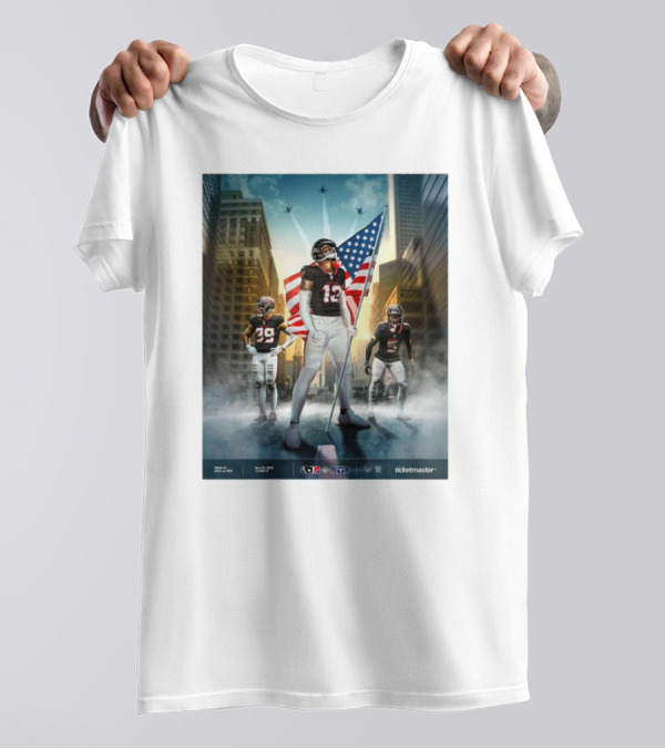 Week 12 Houston Texans Vs Tennessee Titans H-Town November 24 2024 American Flag NFL Ticketmaster T-Shirt