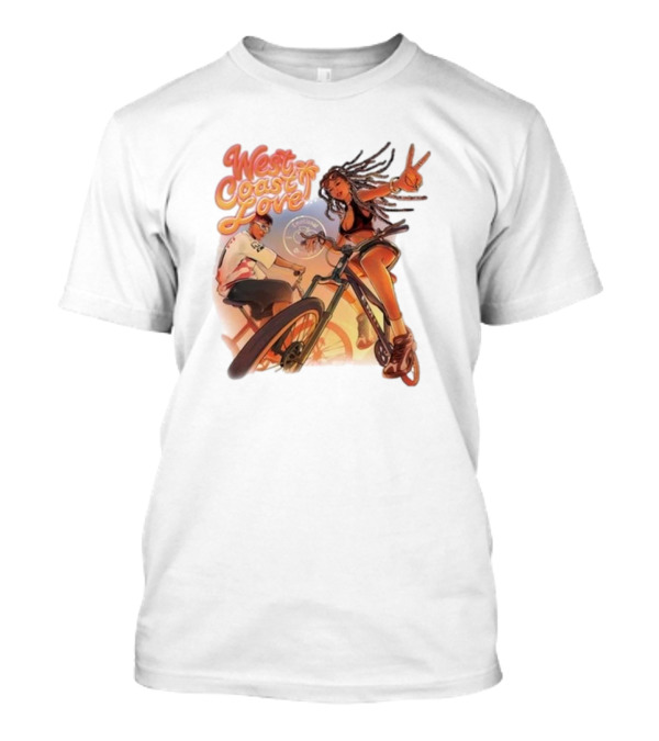 West Coast Love Exclusive 5 Year Anniversary Bike Ride Vibes Peace Gesture T-Shirt