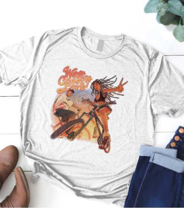 West Coast Love Exclusive 5 Year Anniversary Bike Ride Vibes Peace Gesture T-Shirt