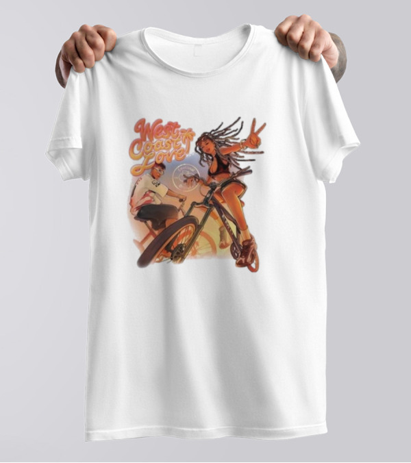 West Coast Love Exclusive 5 Year Anniversary Bike Ride Vibes Peace Gesture T-Shirt