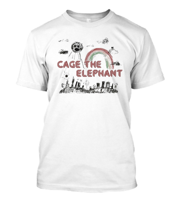Cage The Elephant Skyline Doodle Rainbow Sketch T-Shirt