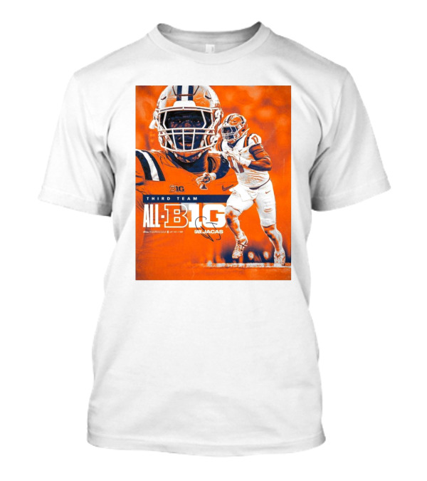 Illinois Fighting Illini Gabe Jacas Third Team All-Big Ten Football Honors T-Shirt