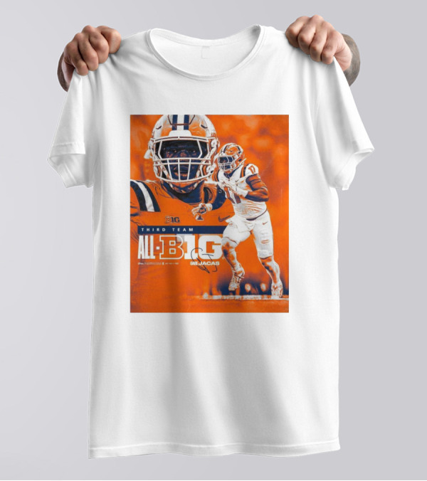 Illinois Fighting Illini Gabe Jacas Third Team All-Big Ten Football Honors T-Shirt