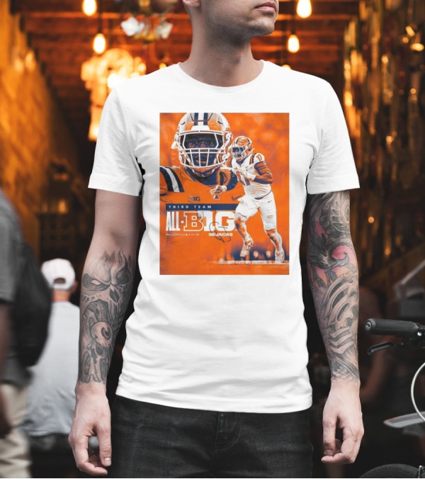 Illinois Fighting Illini Gabe Jacas Third Team All-Big Ten Football Honors T-Shirt