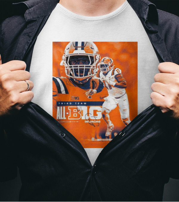 Illinois Fighting Illini Gabe Jacas Third Team All-Big Ten Football Honors T-Shirt