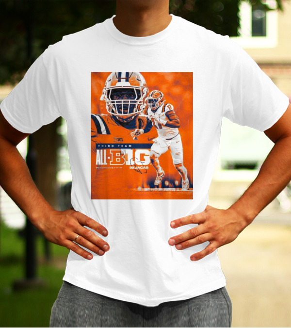 Illinois Fighting Illini Gabe Jacas Third Team All-Big Ten Football Honors T-Shirt