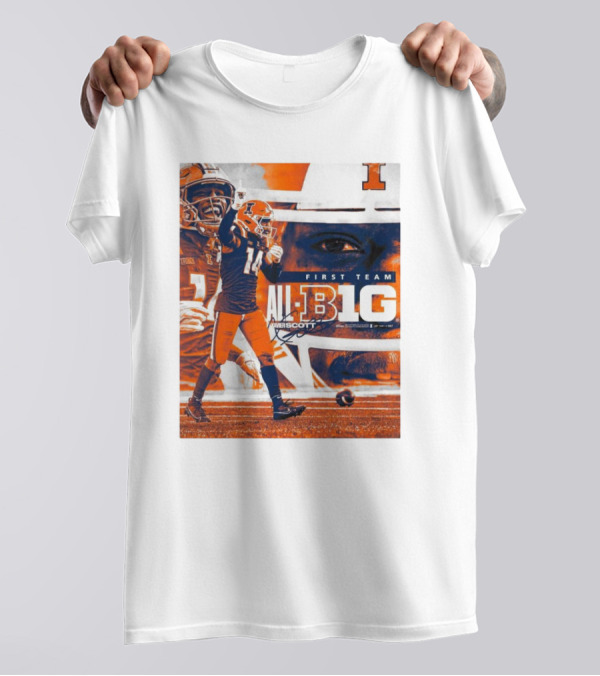 Illinois Fighting Illini Xavier Scott First Team All-Big Ten Recognition T-Shirt