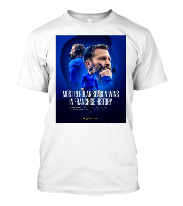 Sean McVay Los Angeles Rams Most Regular Season Wins In Franchise History 76 T-Shirt