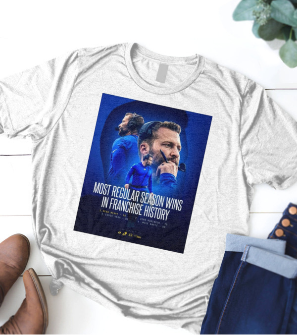 Sean McVay Los Angeles Rams Most Regular Season Wins In Franchise History 76 T-Shirt