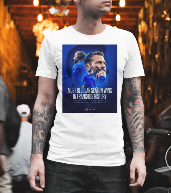 Sean McVay Los Angeles Rams Most Regular Season Wins In Franchise History 76 T-Shirt