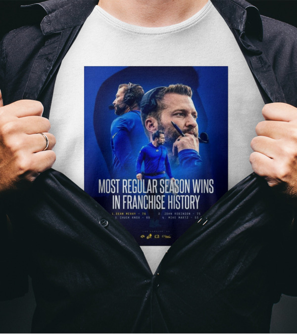 Sean McVay Los Angeles Rams Most Regular Season Wins In Franchise History 76 T-Shirt