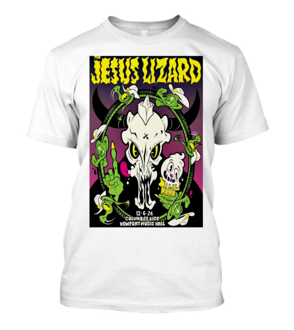 The Jesus Lizard Columbus Ohio December 6 2024 Newport Music Hall Skull And Flowers T-Shirt