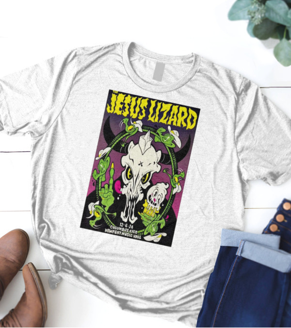 The Jesus Lizard Columbus Ohio December 6 2024 Newport Music Hall Skull And Flowers T-Shirt