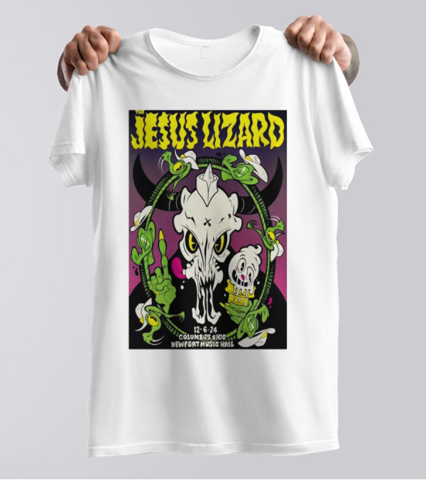 The Jesus Lizard Columbus Ohio December 6 2024 Newport Music Hall Skull And Flowers T-Shirt