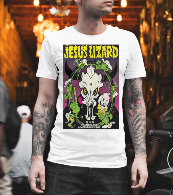 The Jesus Lizard Columbus Ohio December 6 2024 Newport Music Hall Skull And Flowers T-Shirt