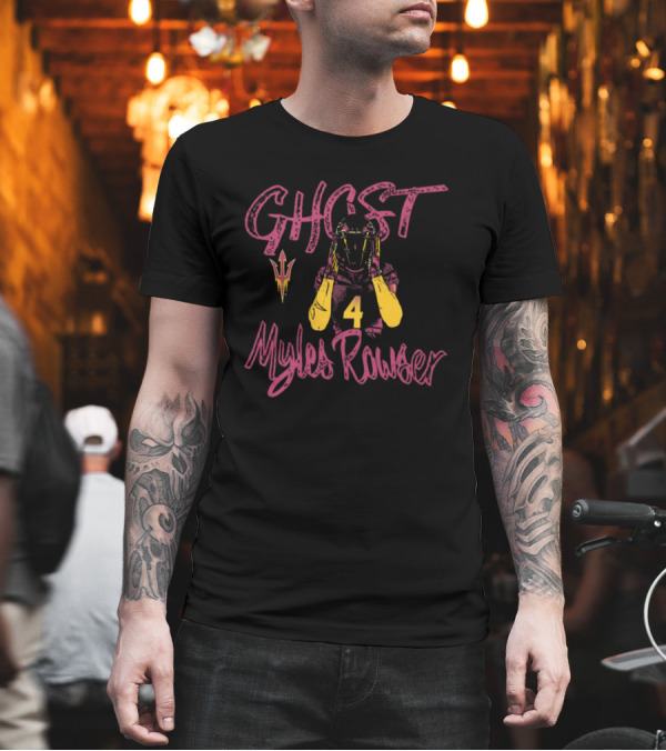 Ghost Myles Rowser Arizona State Sun Devils Number 4 T-Shirt