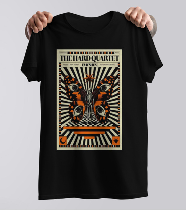 The Hard Quartet Pioneertown California May 2 2025 Evcshen Show Poster Butterfly Eyes Stars T-Shirt