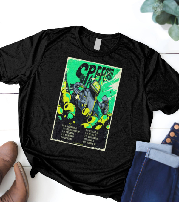 Spafford Tour 2025 Robot Poster With Dates Including Broad Brook CT And Saratoga Springs NY T-Shirt