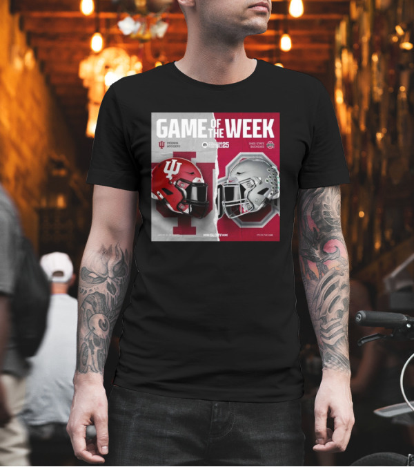 Game Of The Week Indiana Hoosiers Vs Ohio State Buckeyes College Football 25 Helmet Matchup T-Shirt