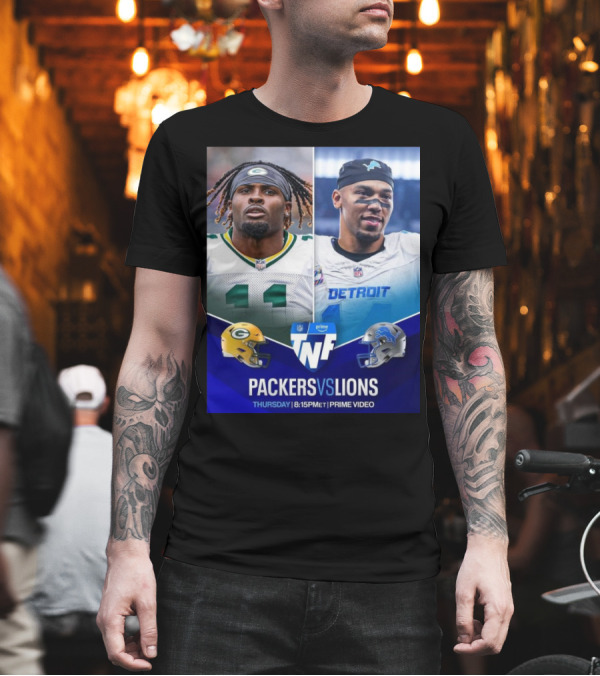 Packers Vs Lions NFL Thursday Night Football 8:15 PM ET Prime Video T-Shirt