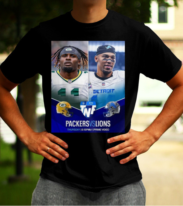 Packers Vs Lions NFL Thursday Night Football 8:15 PM ET Prime Video T-Shirt