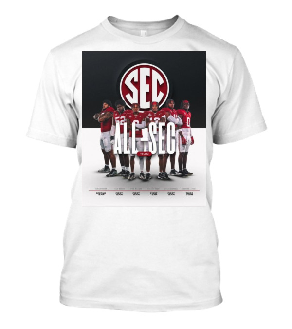 Alabama Crimson Tide SEC All Team Selections Proctor Booker Williams Moore Campbell Lawson T-Shirt