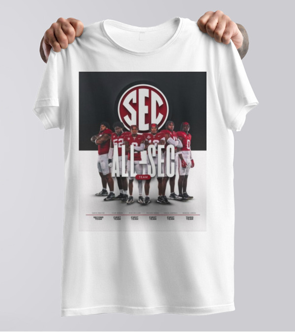 Alabama Crimson Tide SEC All Team Selections Proctor Booker Williams Moore Campbell Lawson T-Shirt