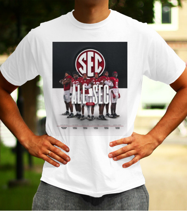 Alabama Crimson Tide SEC All Team Selections Proctor Booker Williams Moore Campbell Lawson T-Shirt