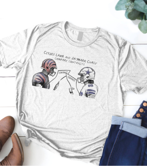 Ceedee Lamb And Ja’Marr Chase Cowboys Bengals NFL Contracts Comparison T-Shirt