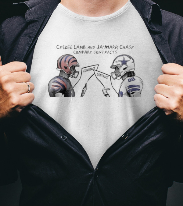 Ceedee Lamb And Ja’Marr Chase Cowboys Bengals NFL Contracts Comparison T-Shirt