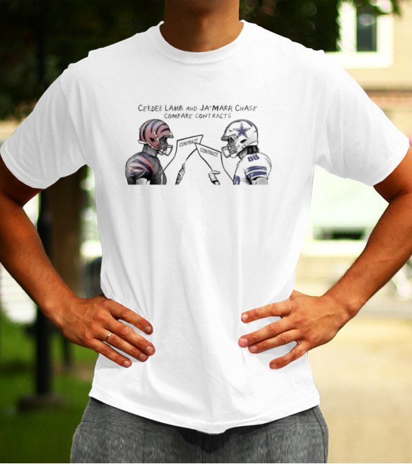 Ceedee Lamb And Ja’Marr Chase Cowboys Bengals NFL Contracts Comparison T-Shirt