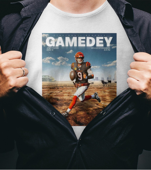 Cincinnati Bengals Gamedey AT&T Stadium Week 14 Bengals At Cowboys 8:15 PM Lone Star State T-Shirt