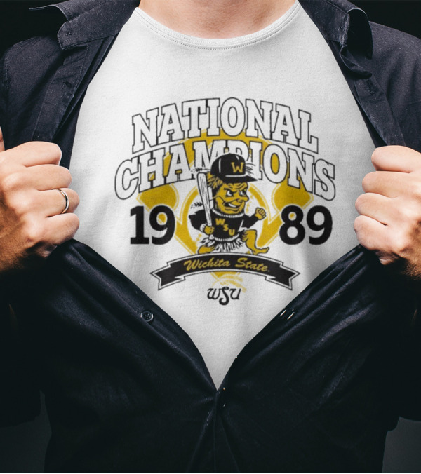 National Champions 1989 Wichita State Shockers Baseball Vintage WSU T-Shirt