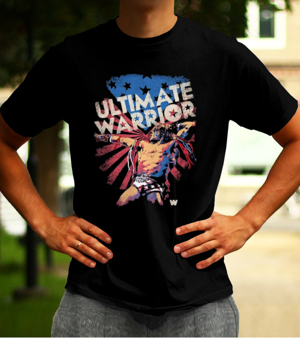 ULTIMATE WARRIOR American Flag Stars Stripes Wrestler T-Shirt