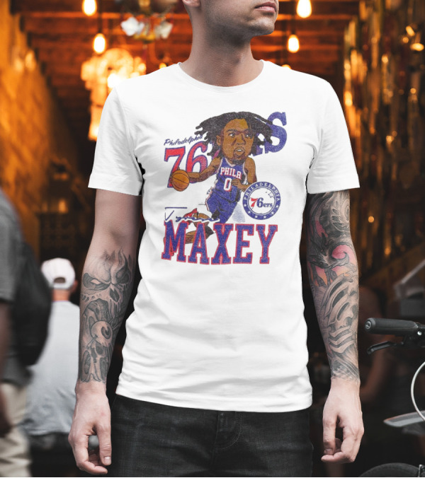Philadelphia 76ers Tyrese Maxey Caricature Player New Era 76 Philadelphian Phila Maxey 6ers T-Shirt