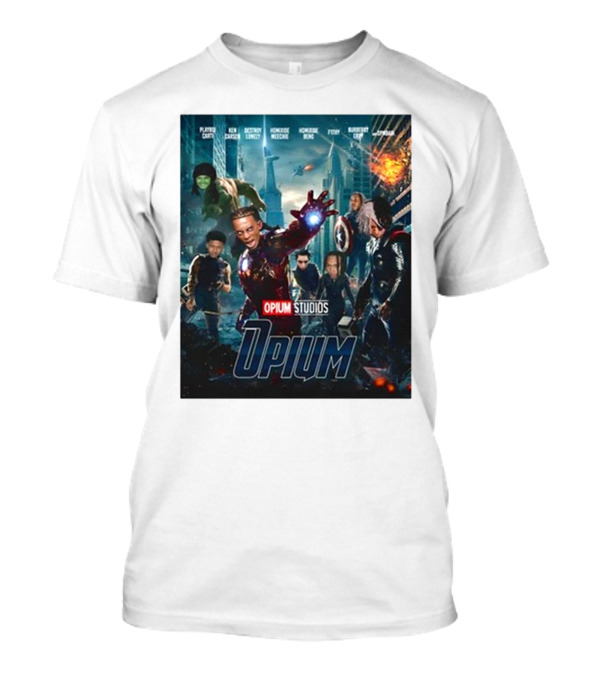 Opium Studios Superhero Parody Featuring Playing Cacti Ken Carson Destroy Lonely Homixide Menge Homixide Beno F1lthy Burberry Erry A$ap Indigo T-Shirt