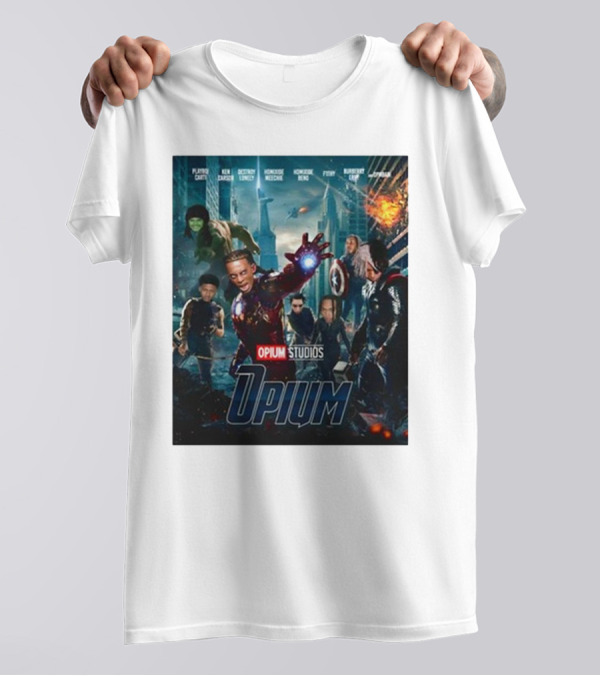 Opium Studios Superhero Parody Featuring Playing Cacti Ken Carson Destroy Lonely Homixide Menge Homixide Beno F1lthy Burberry Erry A$ap Indigo T-Shirt