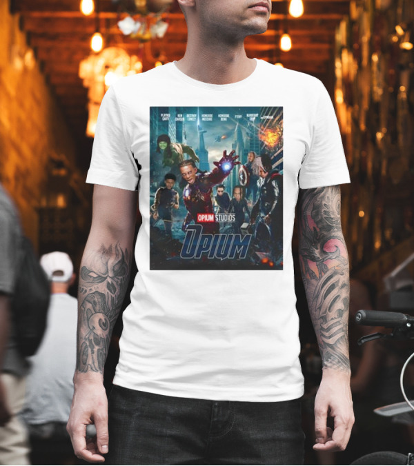 Opium Studios Superhero Parody Featuring Playing Cacti Ken Carson Destroy Lonely Homixide Menge Homixide Beno F1lthy Burberry Erry A$ap Indigo T-Shirt